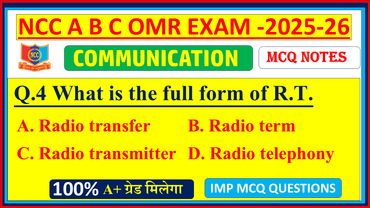 NCC Communication mcq Topic Wise Notes in English - 2025